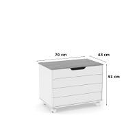 Bau Caixa De Brinquedos Brink Com Tampa E Rodizios Branco - 4