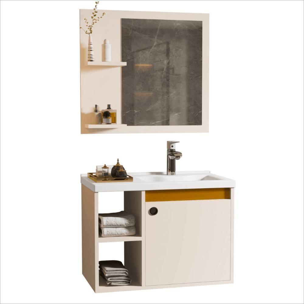 Conj Gabinete C/ Espelheira E Cuba Para Banheiro Adonis Perola Com Nature - 3