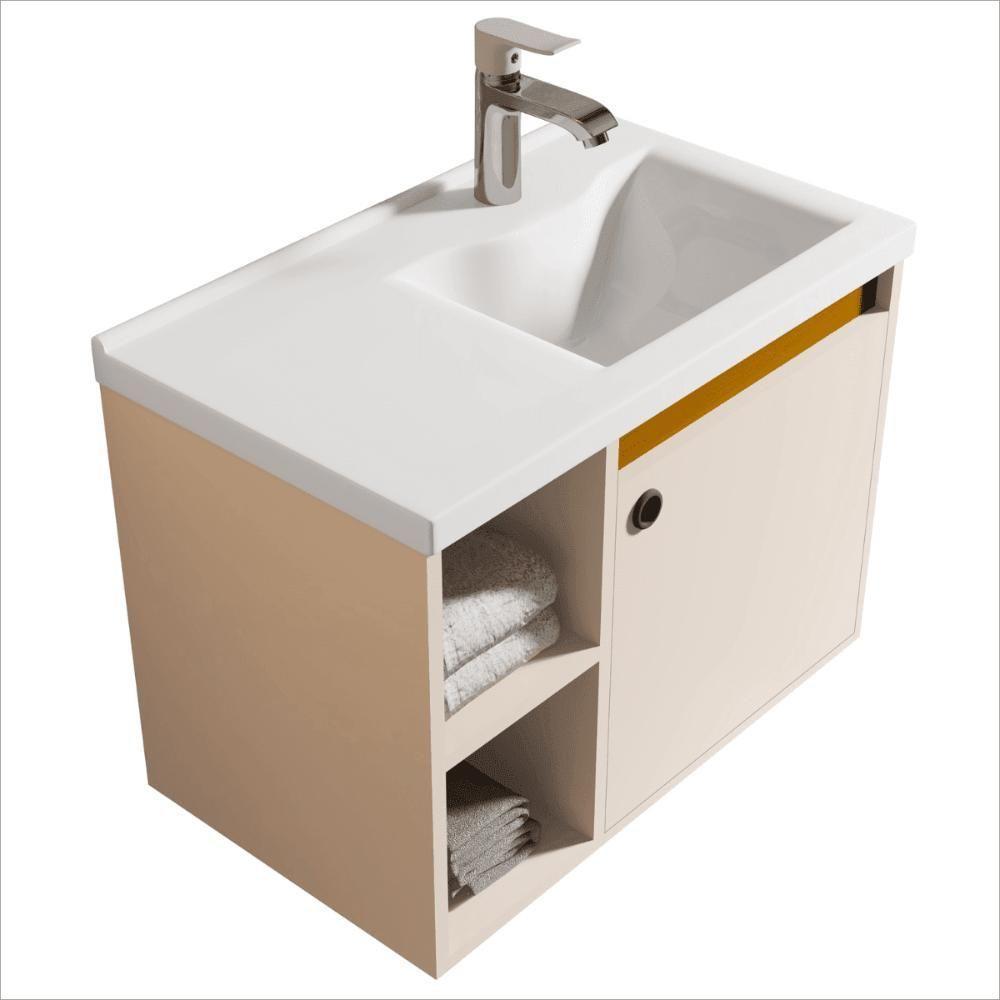 Conj Gabinete C/ Espelheira E Cuba Para Banheiro Adonis Perola Com Nature - 4