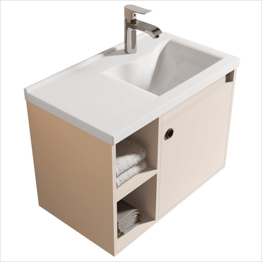 Conj Gabinete C/ Espelheira E Cuba Para Banheiro Adonis Perola - 4