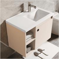 Conj Gabinete C/ Espelheira E Cuba Para Banheiro Adonis Perola - 2