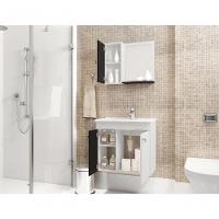 Conj Gabinete E Espelheira Munique P/ Banheiro Branco/preto Fosco - 2