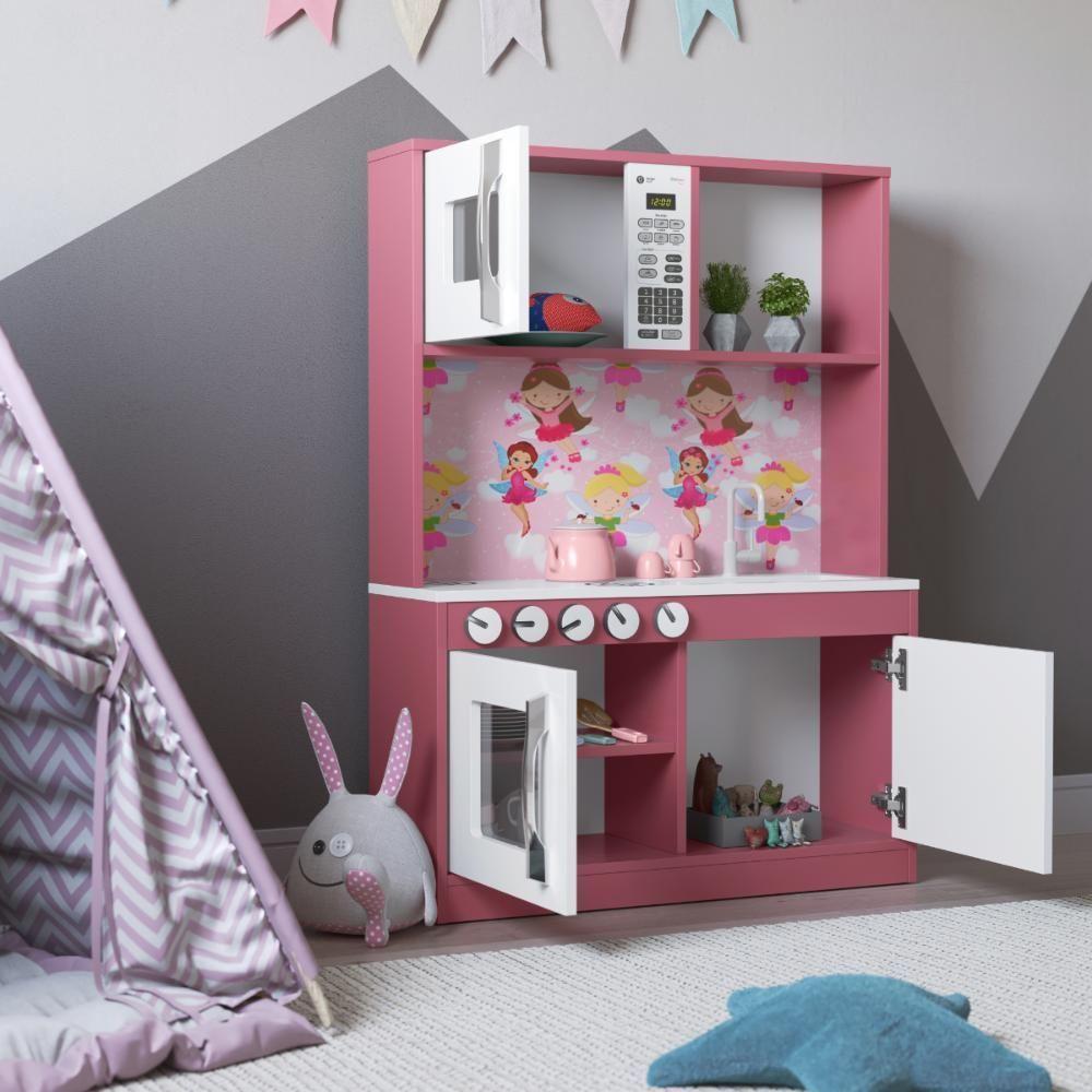 Cozinha Infantil HelenacomFogão Forno E Armários Branco-rosa - 2