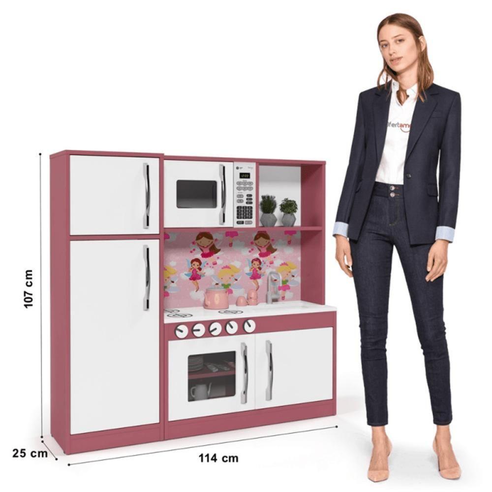 Cozinha Infantil HelenacomFogão Forno E Armários Branco-rosa - 3