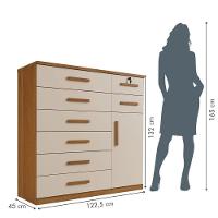 Cômoda Vitoria 1 Porta E 8 Gavetas Plus Com Escala De Brilho Em Fosco Benetil Cinamomo Com Off White - 3