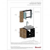 Conjunto Banheiro Gabinete E Espelheira Ibiza Preto Fosco Naturalle - 8