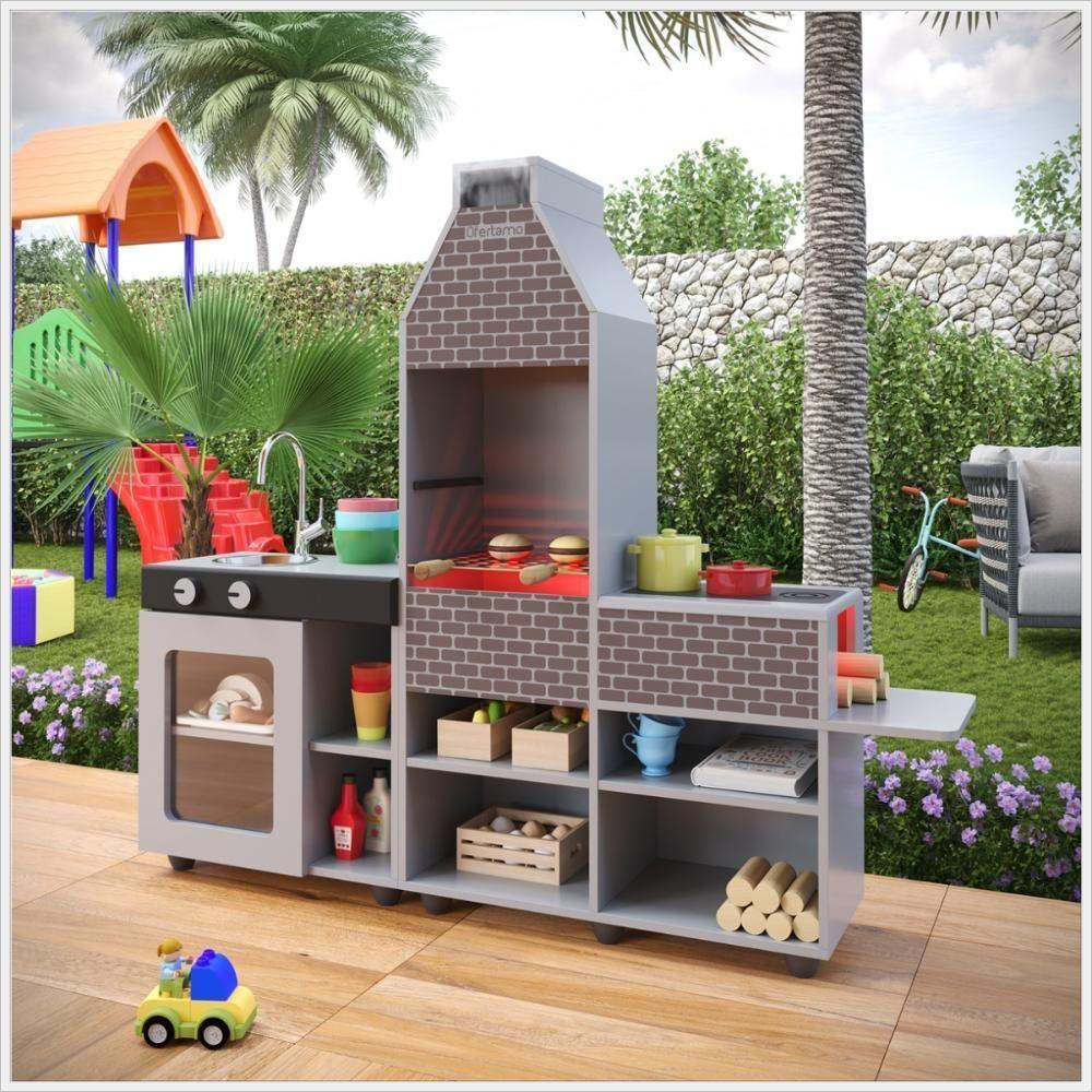 Churrasqueira Infantil Mini Chefe TemáticacomForno Grelha E Armários Cinza - 1