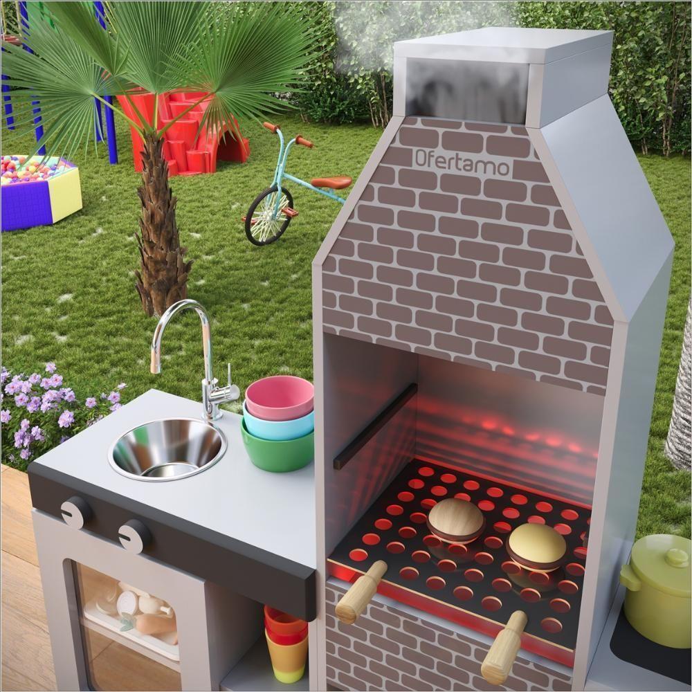 Churrasqueira Infantil Mini Chefe TemáticacomForno Grelha E Armários Cinza - 3