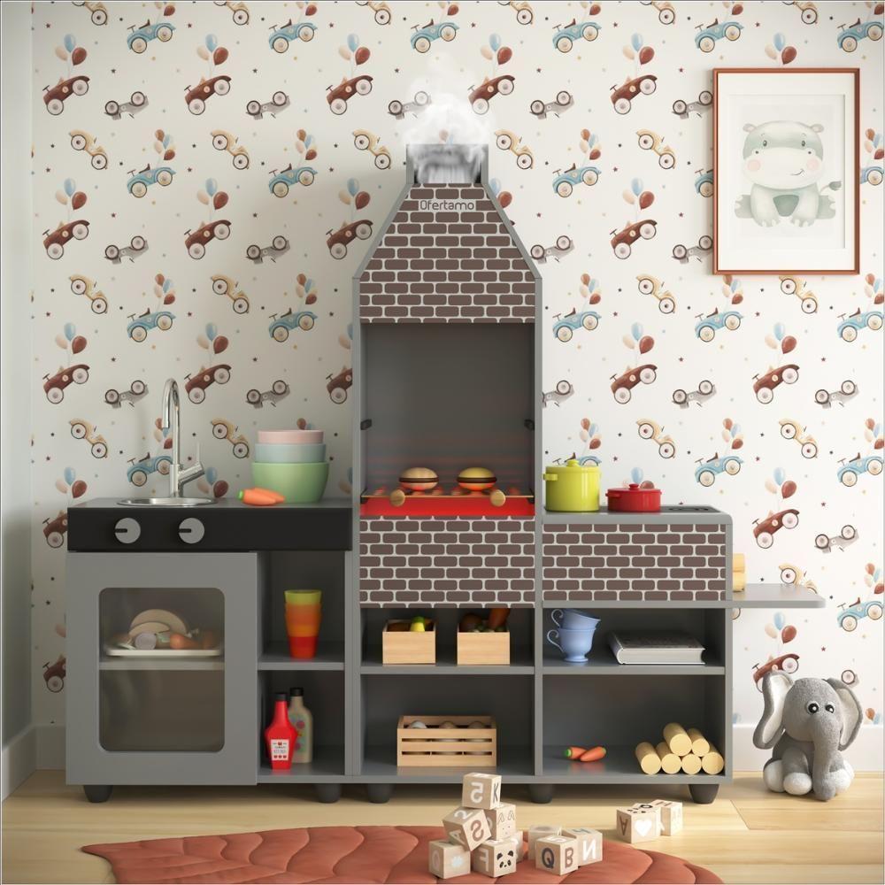 Churrasqueira Infantil Mini Chefe TemáticacomForno Grelha E Armários Cinza - 4