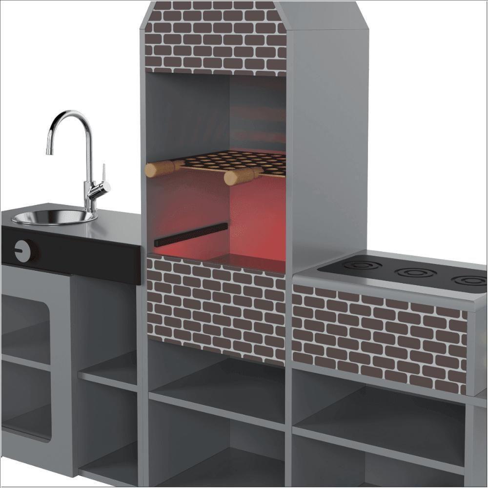 Churrasqueira Infantil Mini Chefe TemáticacomForno Grelha E Armários Cinza - 7