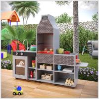 Churrasqueira Infantil Mini Chefe TemáticacomForno Grelha E Armários Cinza - 1