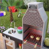 Churrasqueira Infantil Mini Chefe TemáticacomForno Grelha E Armários Cinza - 3