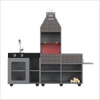 Churrasqueira Infantil Mini Chefe TemáticacomForno Grelha E Armários Cinza - 5