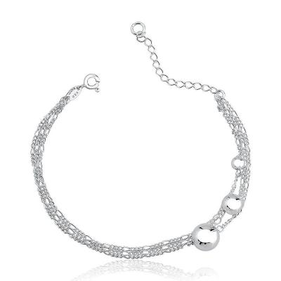 Pulseira De Prata Com Elos Delicados E Bolas Centrais Em Prata 925