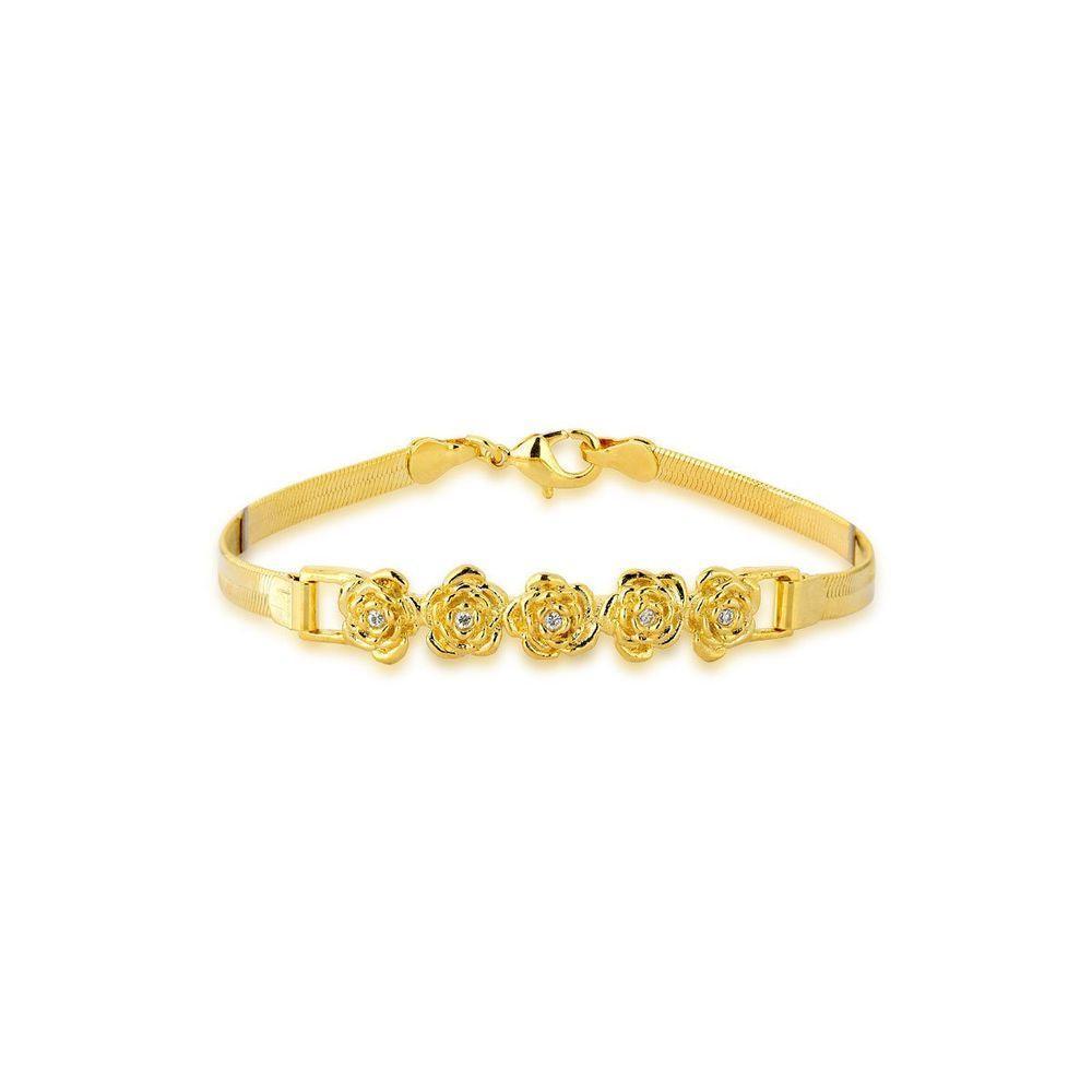 Pulseira Floral Banhada Ouro 18k: Um Toque De Luxo E Sofisticação No Seu Pulso - 1