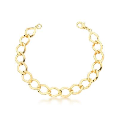 Pulseira Elos Chatos 9,4mm Banhada A Ouro 18k