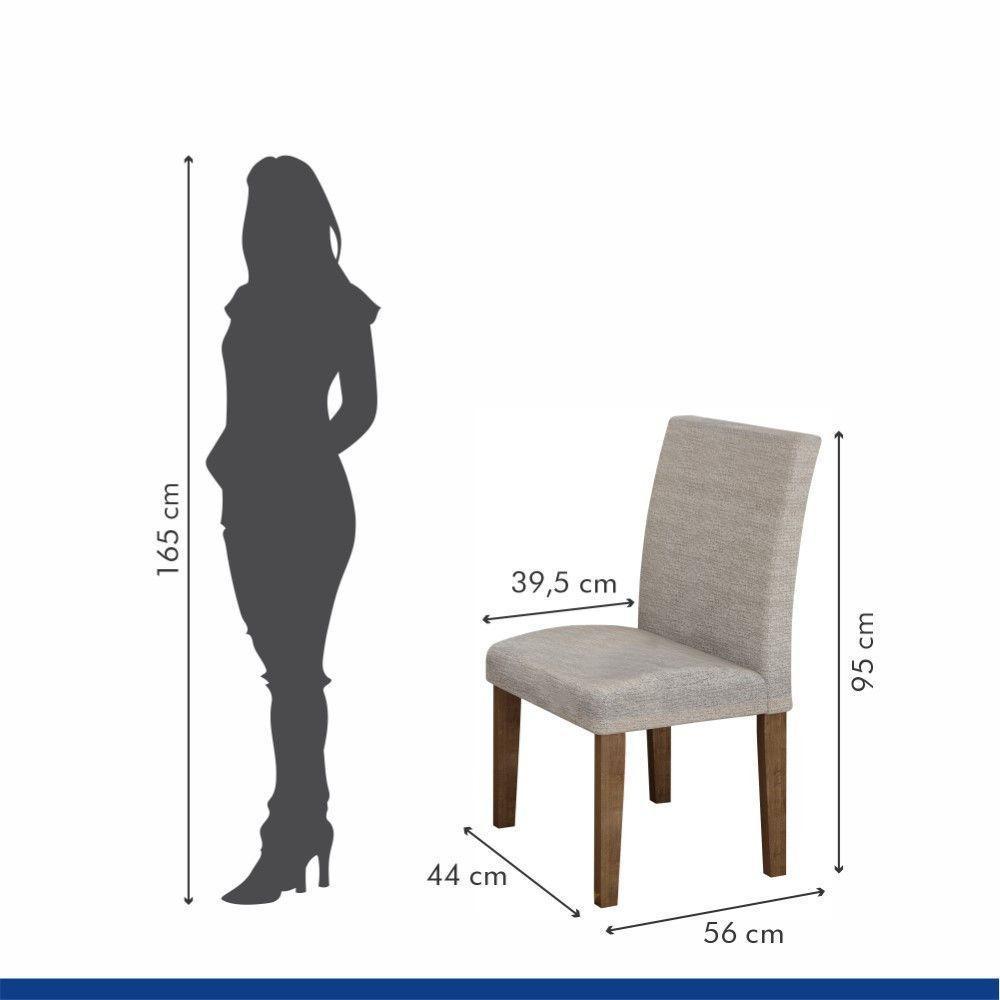 Conjunto Sala De Jantar Mesa Chocolate Com Linho Cinza 90 Tampo De Vidro E 4 Cadeiras - 5