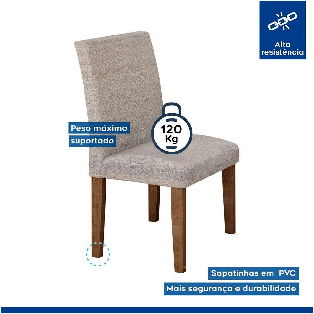 Conjunto Sala De Jantar Mesa Chocolate Com Linho Cinza 90 Tampo De Vidro E 4 Cadeiras - 7