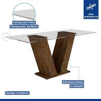 Conjunto Sala De Jantar Mesa Chocolate Com Linho Cinza 90 Tampo De Vidro E 4 Cadeiras - 6
