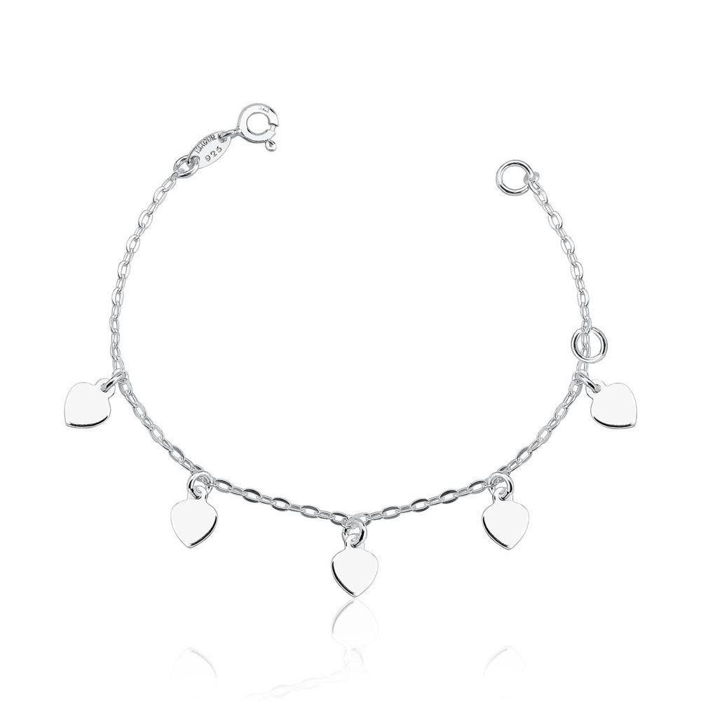 Pulseira Infantil Coraçõezinhos Prata 925 - 1