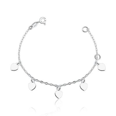 Pulseira Infantil Coraçõezinhos Prata 925