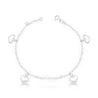 Pulseira Feminina Romântica Em Prata 925 Com Pingentes De Coração - 1