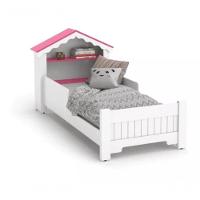 Mini Cama Infantil para Quarto Casinha Realeza Branco Com Rosa - 1