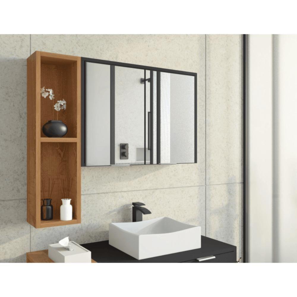 Espelheira P Banheiro Ibiza C-nicho Preto Fosco Naturalle - 1