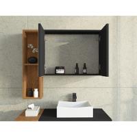 Espelheira P Banheiro Ibiza C-nicho Preto Fosco Naturalle - 2