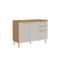 Balcão Com Tampo 3 Portas 2 Gavetas 120cm Mdf New Porto - Itatiaia Freijó-off White - 1