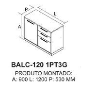 Balcão 1 Porta 3 Gavetas 120cm Com Tampo E Dobradiças Slow Motion Essence - Itatiaia Fendi - 2