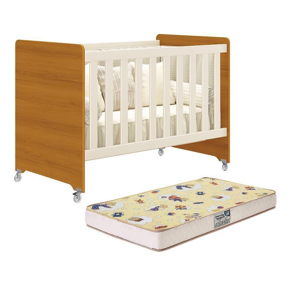Berço Evolution 4 Em 1 Areia Fosco/savana Com Colchão Supreme - Reller Móveis Areia Fosco/savana - 1