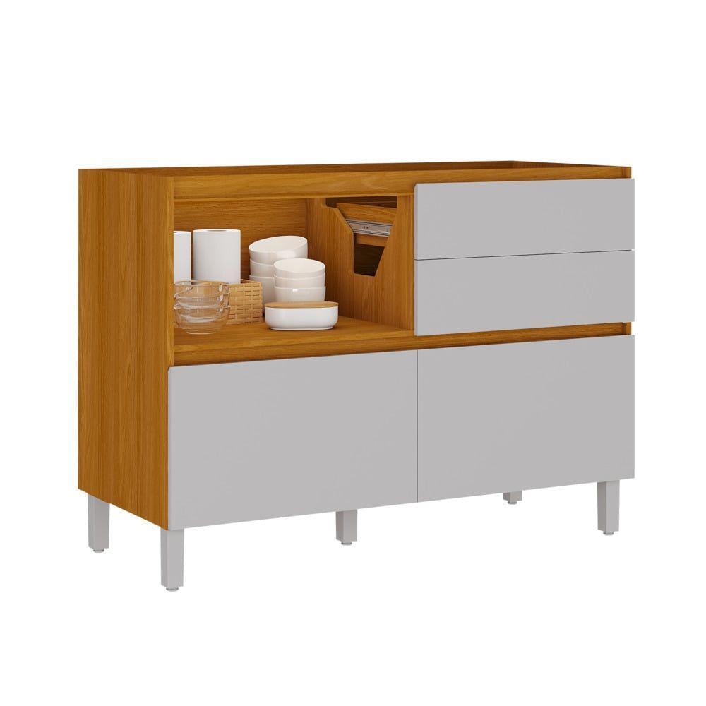 Balcão 1 Porta 4 Gavetas 120cm Com Dobradiças Slow Motion Sem Tampo Lumina - Itatiaia Cinamomo-fendi - 3