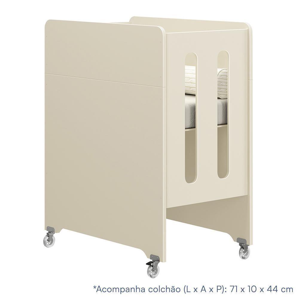 Berço Evolution 4 Em 1 Areia Fosco Com Colchão Para Mini Berço - Reller Móveis Areia Fosco - 3