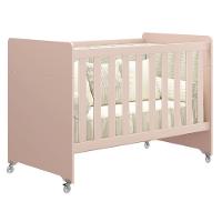 Berço Evolution 4 Em 1 Rosa Fosco Com Colchão Para Mini Berço - Reller Móveis Rosa Fosco - 1