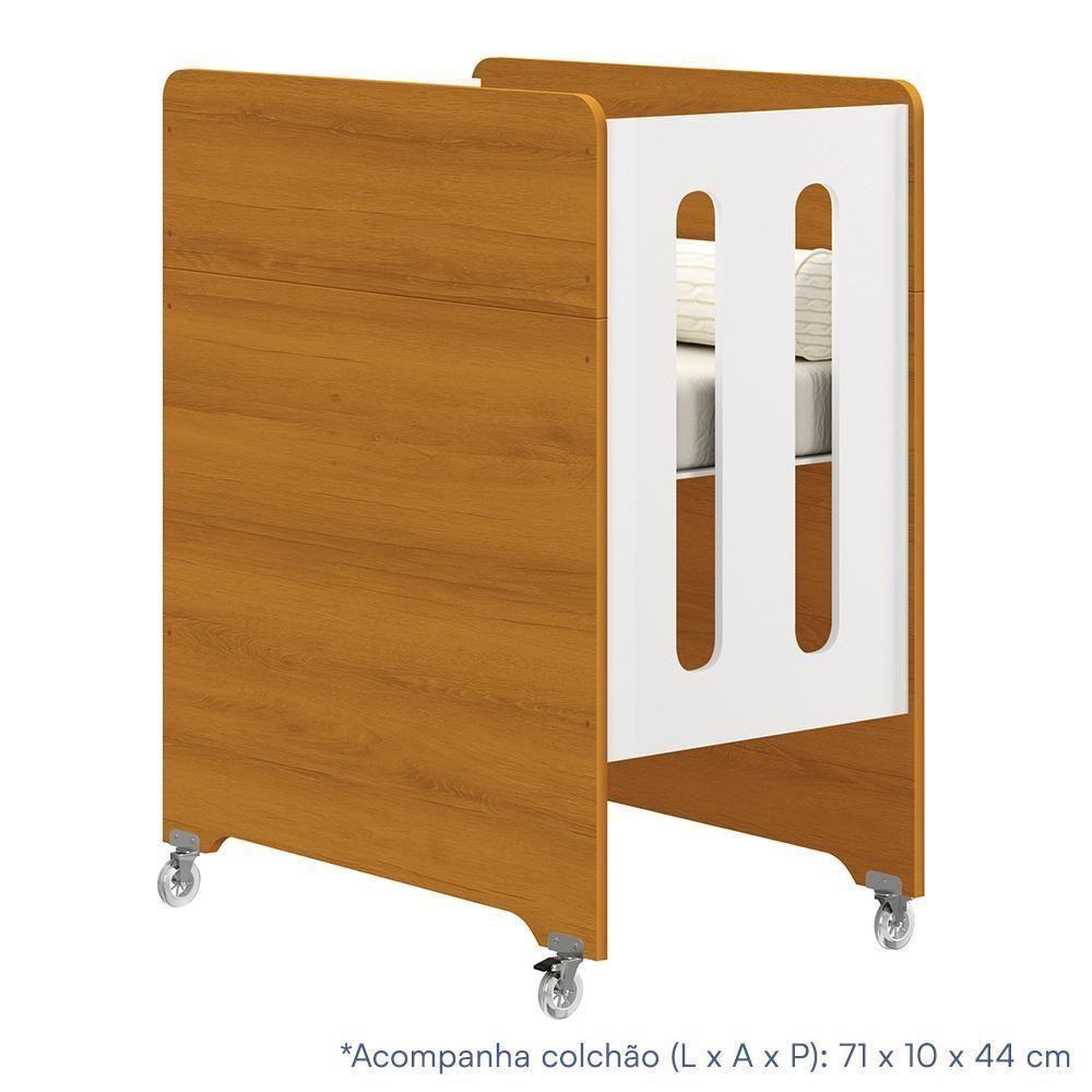 Berço Evolution 4 Em 1 Branco Fosco/savana Com Colchão Para Mini Berço - Reller Móveis Branco Fosco/savana - 3