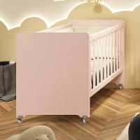 Berço Evolution 4 Em 1 Rosa Fosco Com Colchão Baby Physical - Reller Móveis Rosa Fosco - 2