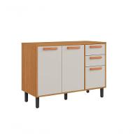 Balcão 3 Portas 2 Gavetas 120cm Com Tampo Nápoles - Itatiaia Cinamomo-off White - 1