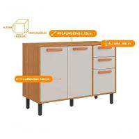 Balcão 3 Portas 2 Gavetas 120cm Com Tampo Nápoles - Itatiaia Cinamomo-off White - 2