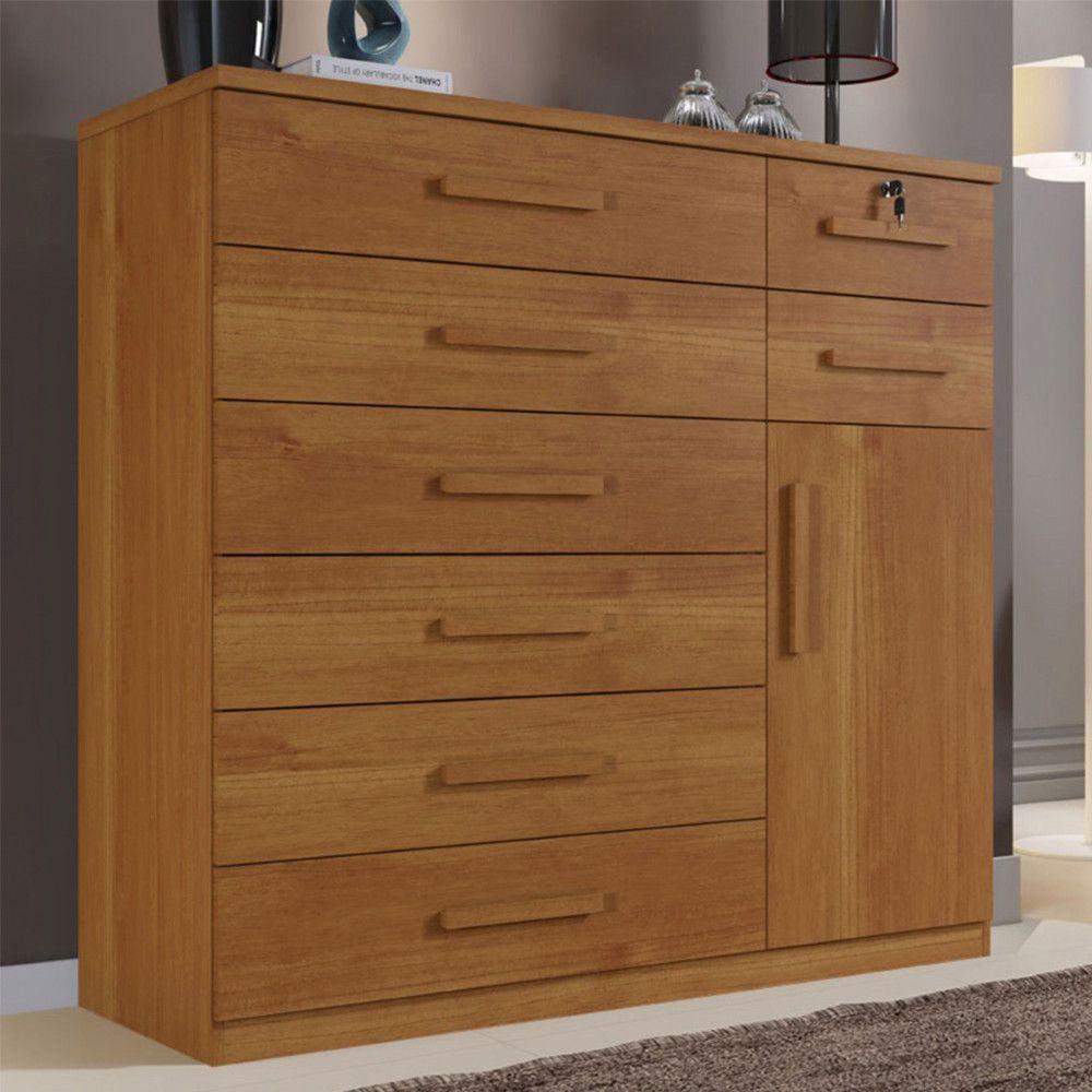 Cômoda Vitoria 1 Porta E 8 Gavetas Plus Com Escala De Brilho Em Fosco Benetil Cinamomo - 1