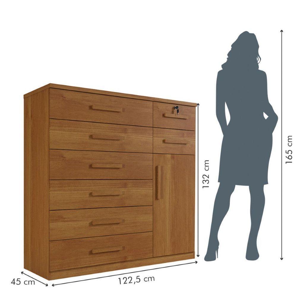 Cômoda Vitoria 1 Porta E 8 Gavetas Plus Com Escala De Brilho Em Fosco Benetil Cinamomo - 5