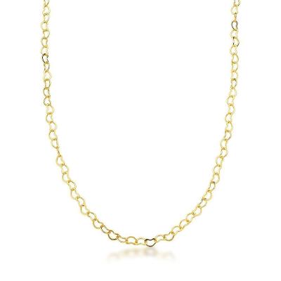 Colar Corrente Elo Corações 3mm Banhada A Ouro 18k