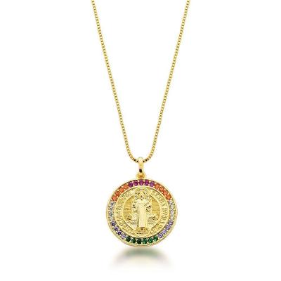 Colar Redondo Zirconias Coloridas Feminino Banhado A Ouro 18k