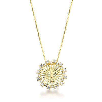 Colar Mandala Espirito Santo Zirconias Cristais Banhado Ouro 18k