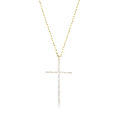 Luxo Sagrado: Colar Banhado Em Ouro 18k Com Crucifixo Detalhado Em Zircônia