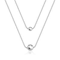 Colar Duplo Com Correntes Venezianas E Bolas 4-6mm Prata 925 - 1