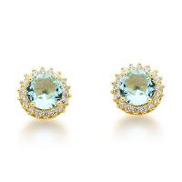 Conjunto Colar E Brinco Ponto De Luz Azul Claro Banhado A Ouro 18k - 3