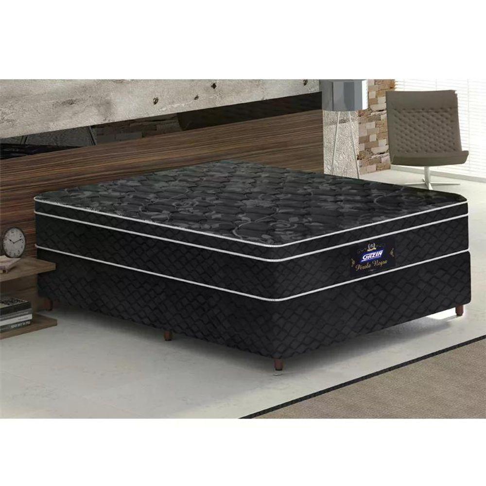 Conjunto Box Colchão+base Pérola Negra Molas Ensacadas Gazin 138x188x71 - 2