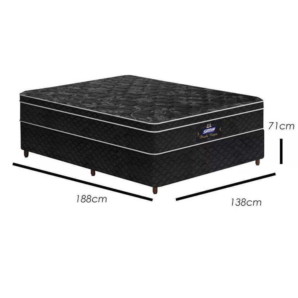 Conjunto Box Colchão+base Pérola Negra Molas Ensacadas Gazin 138x188x71 - 3