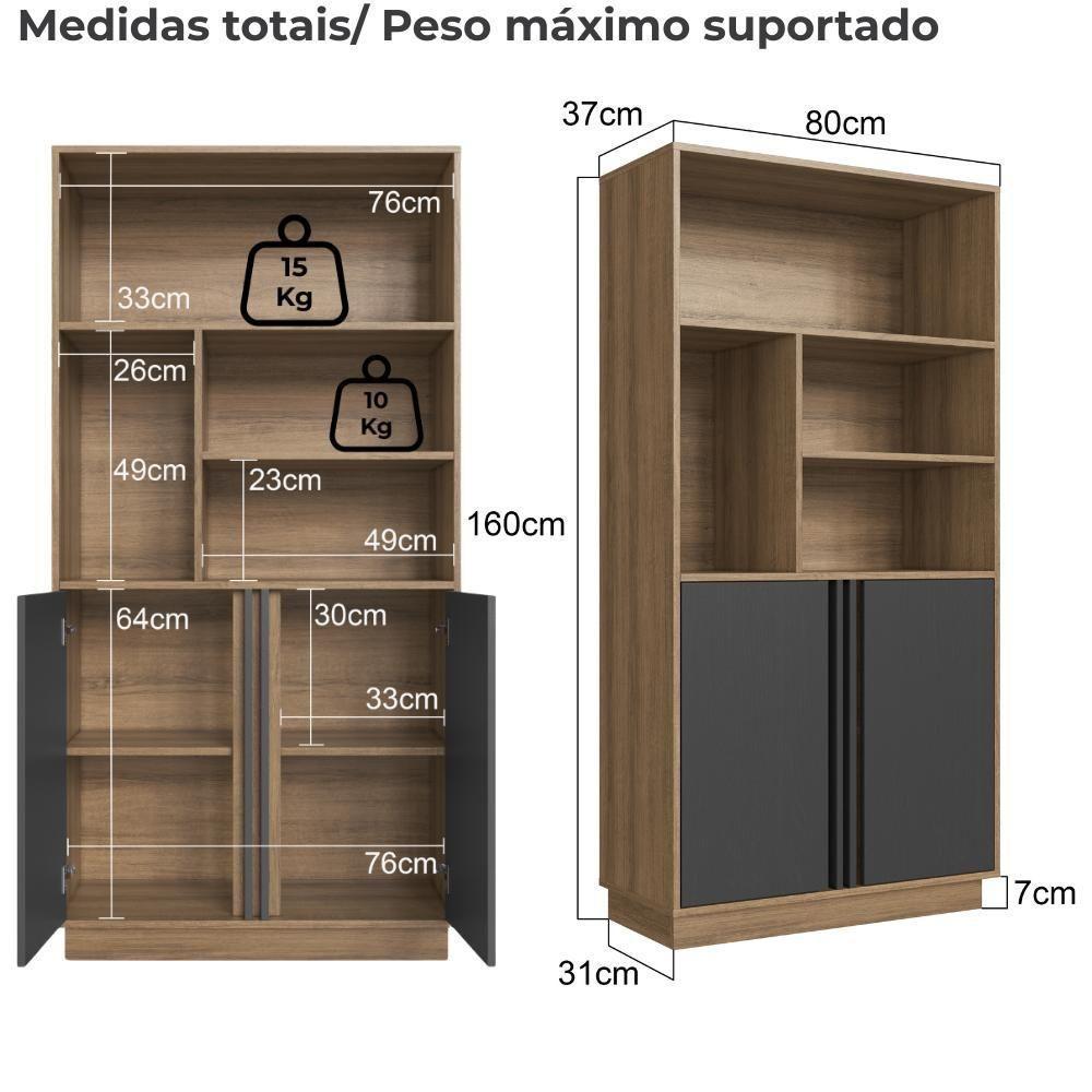 Mesa Em L E Armario Para Escritorio Office Cm4001 Faem Mel Grafite - 4